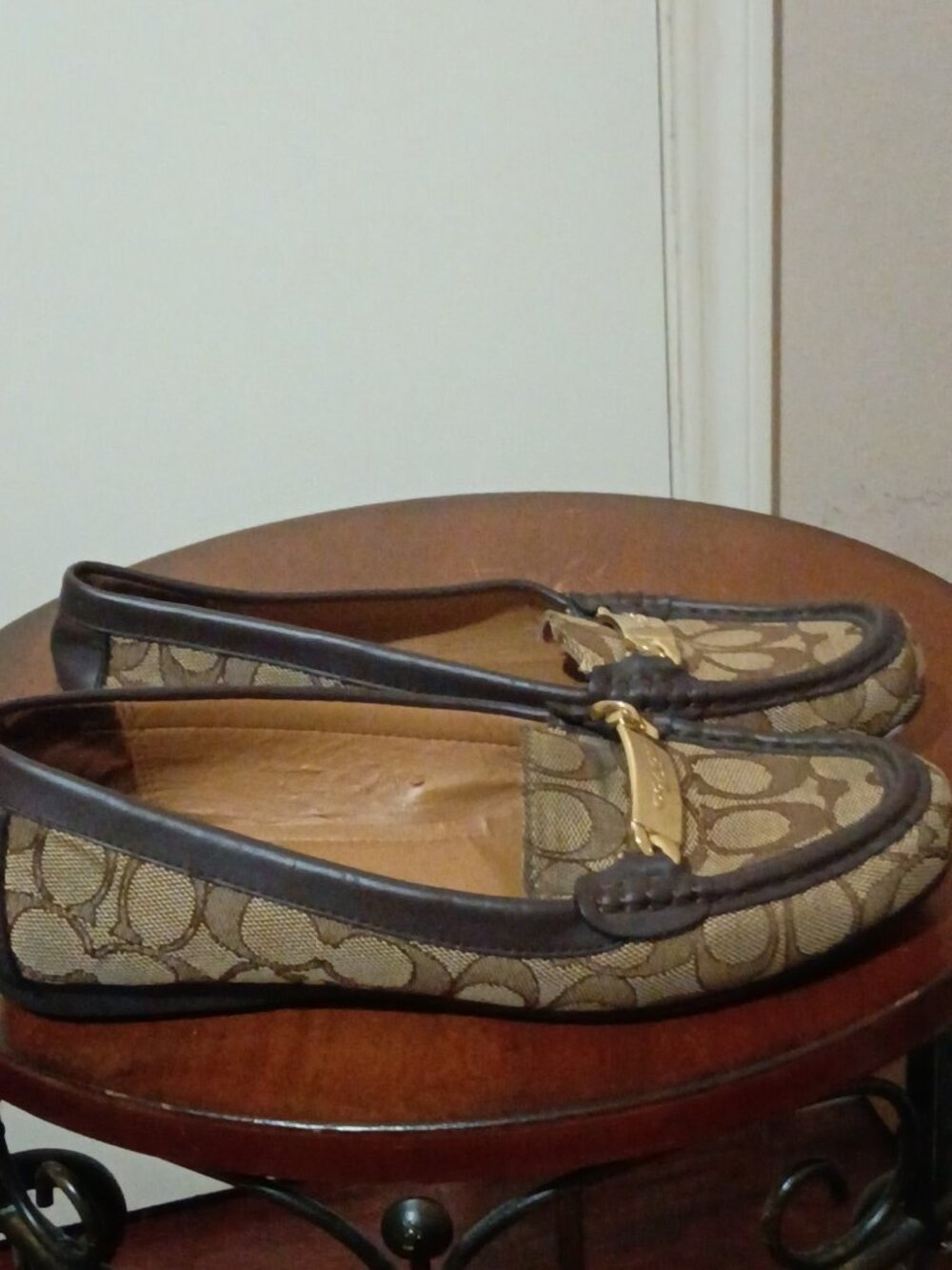 Coach Women's Olive A01918 Brown Monogram Print Slip-On Loafer Flats Size 7.5B - Picture 1 of 12
